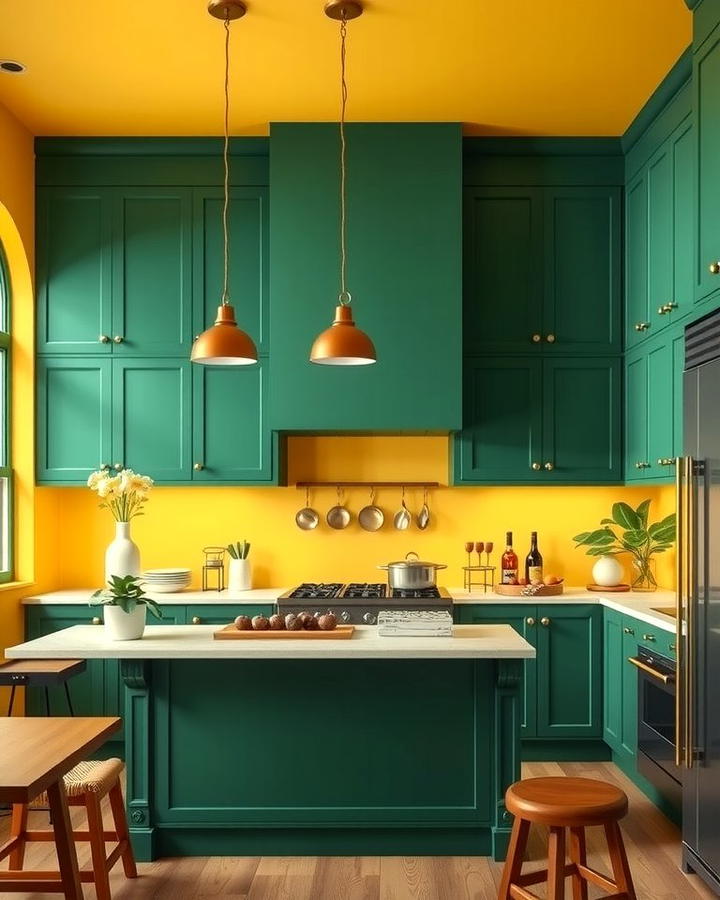 Green and Yellow Accent Walls