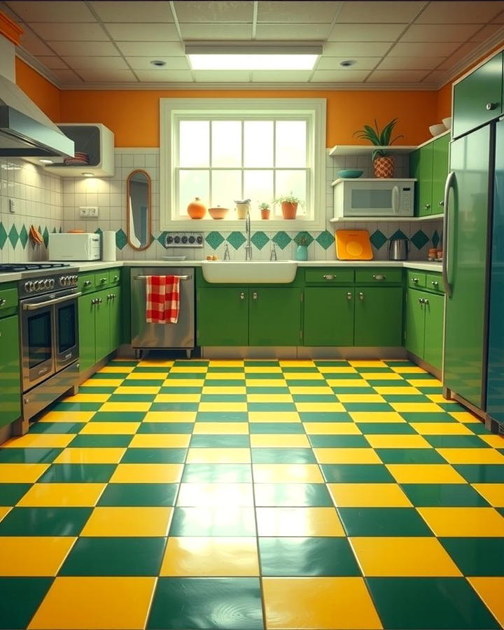 Green and Yellow Checkerboard Floors