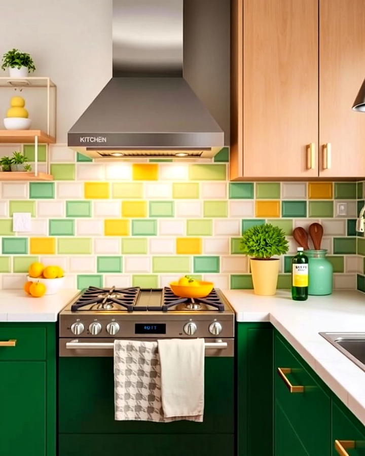 Green and Yellow Kitchen Backsplash