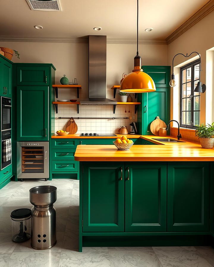 Green and Yellow Kitchen Island 2