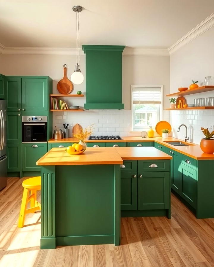 Green and Yellow Kitchen Island