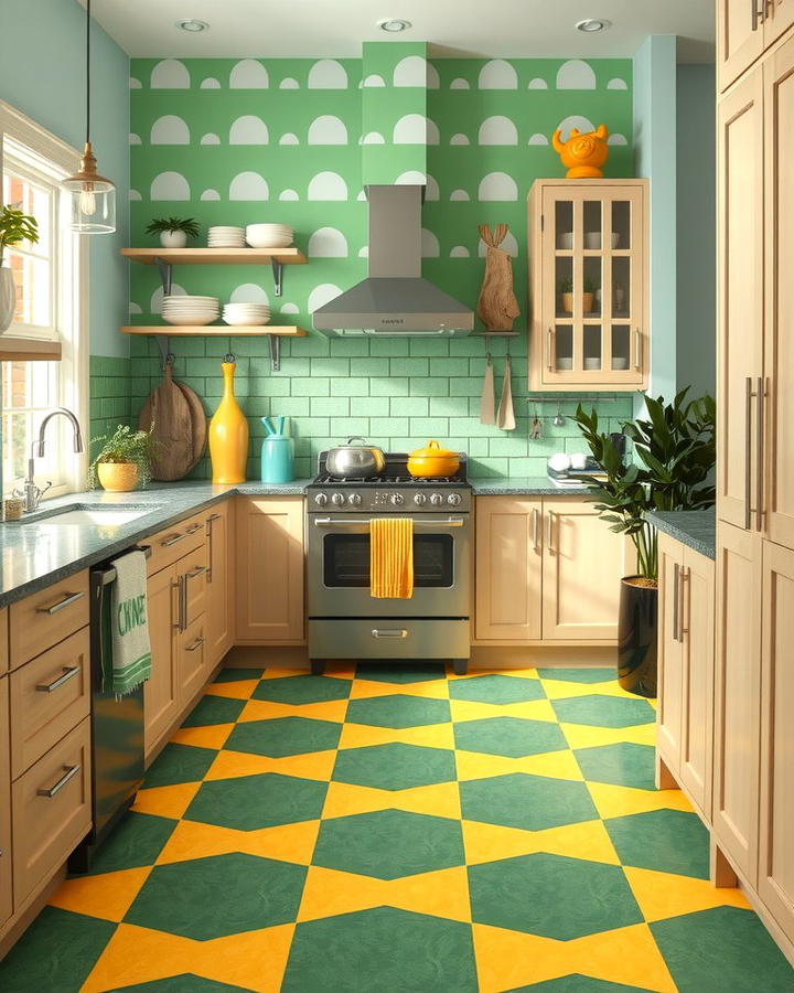 Green and Yellow Patterned Flooring