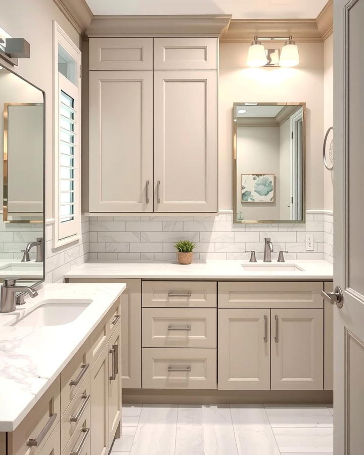 Greige Cabinets in the Bathroom