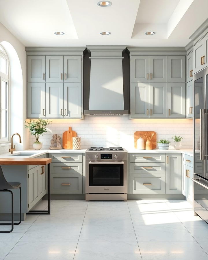 Grey Cabinets with White Countertops