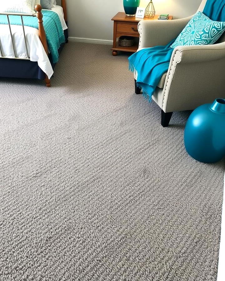 Grey Carpet with Teal Accents