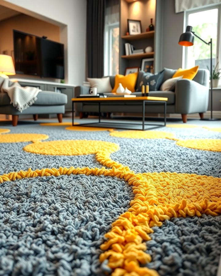 Grey Carpet with Yellow Accents