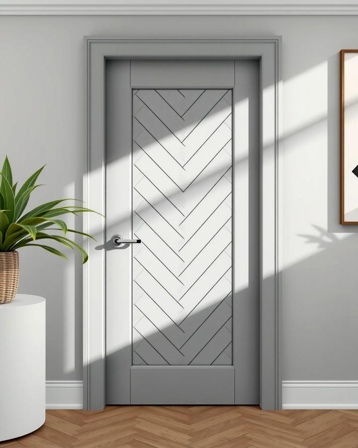 Grey Door with Chevron Patterns