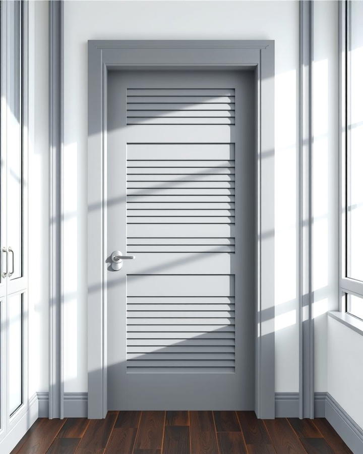 Grey Door with Horizontal Slats