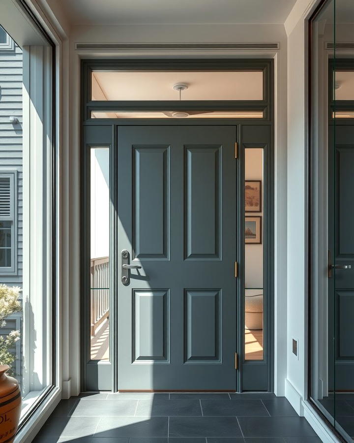 Grey Door with Side Glass Panels