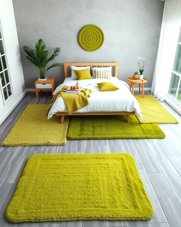 Grey Floors with Green Rugs