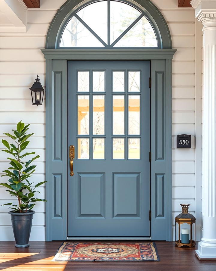 Grey Front Door with Glass Panels