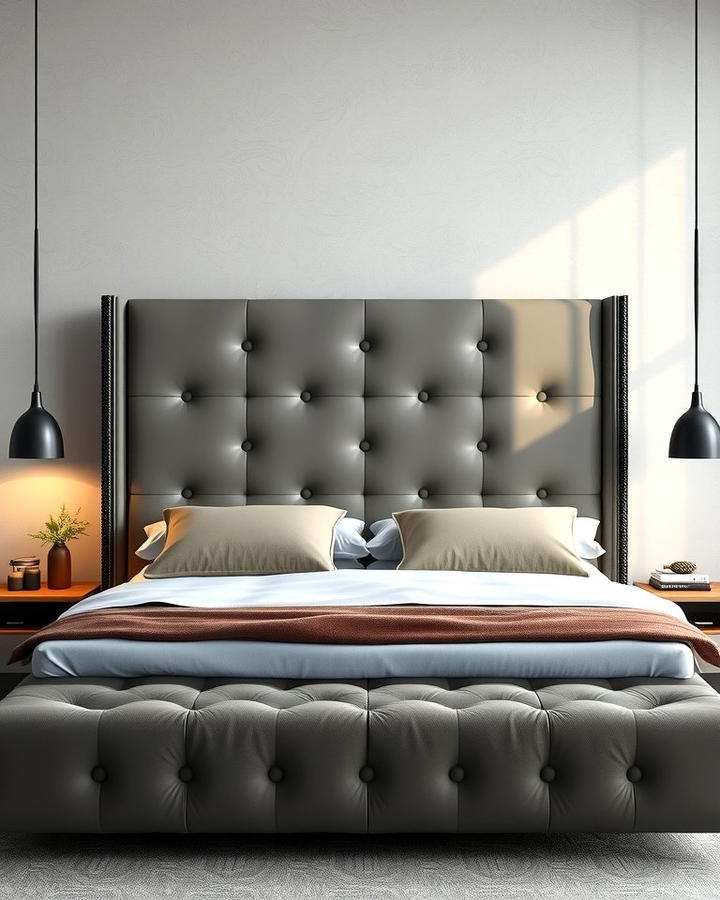 Grey Leather Headboard for a Modern Edge