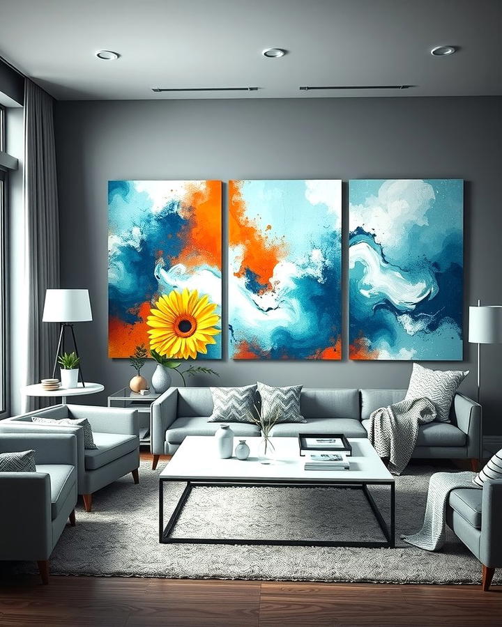 Grey Living Room with Large Scale Artwork