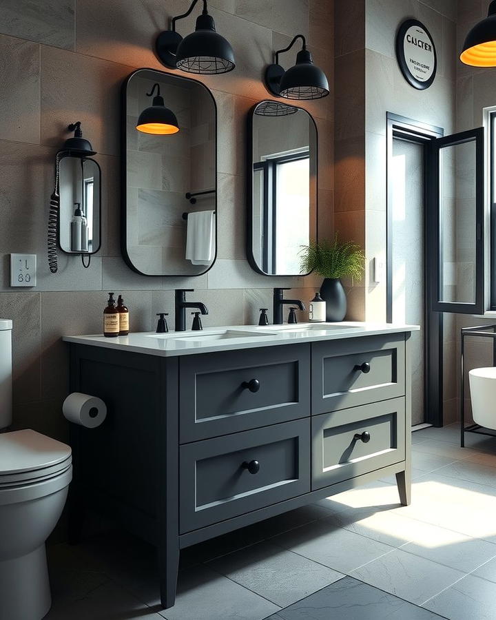 Grey Vanity with Black Hardware