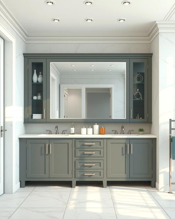 Grey Vanity with Glass Panels