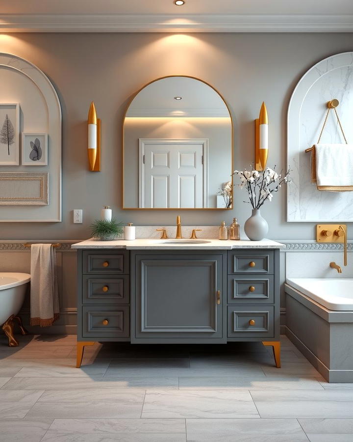 Grey Vanity with Gold Hardware