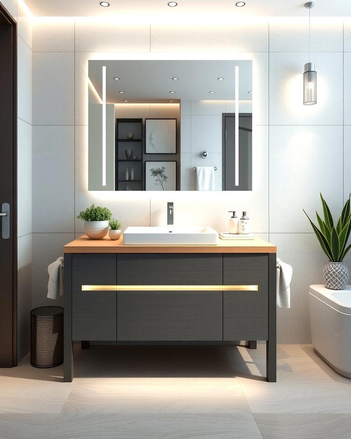 Grey Vanity with LED Lighting