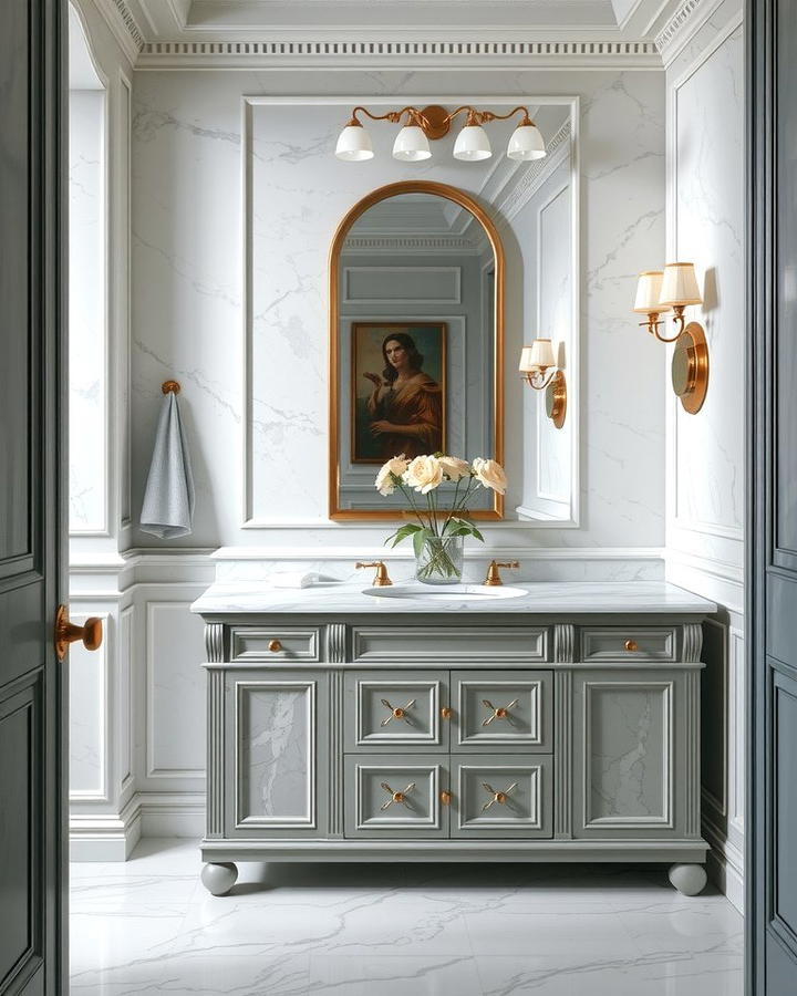 Grey Vanity with Marble Countertop