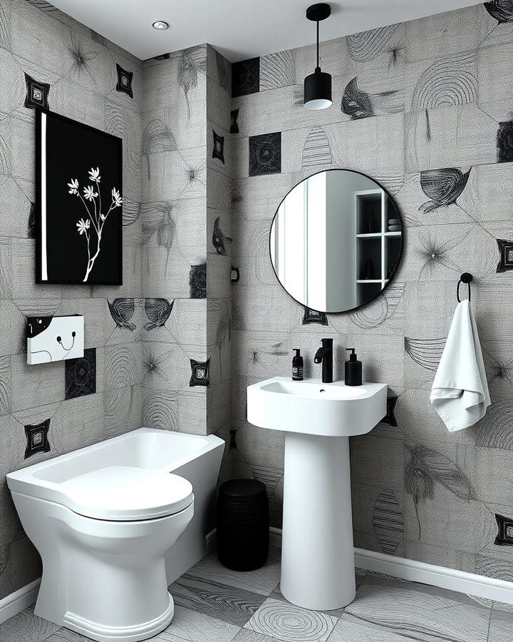 Grey Wallpaper with Black Accents