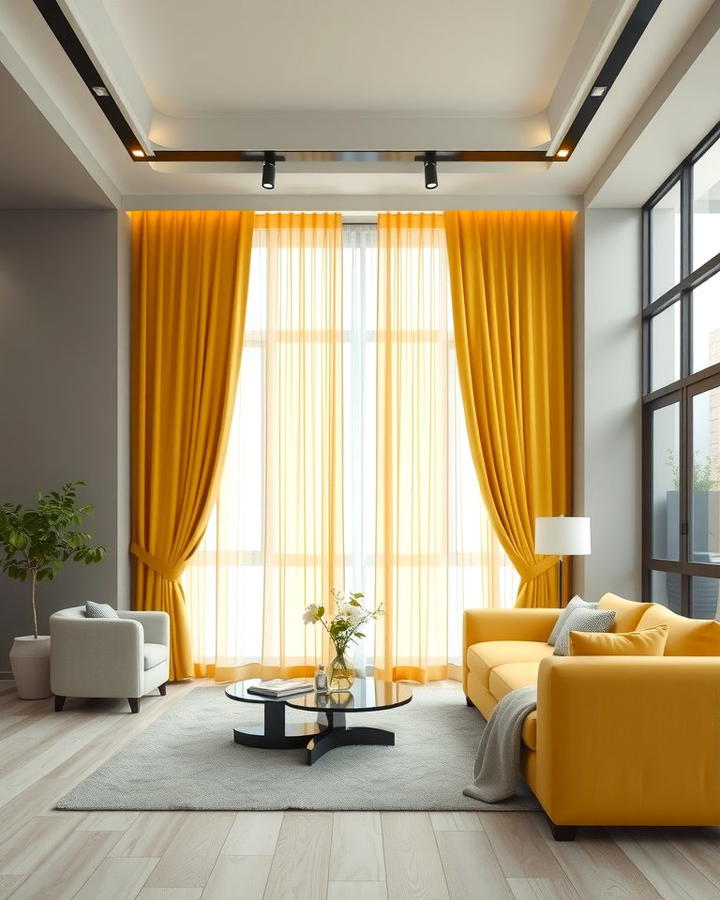 Grey Walls with Yellow Curtains