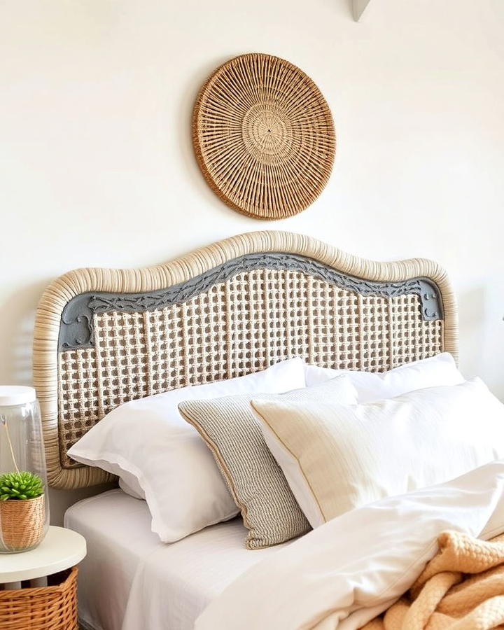 Grey Woven Rattan Headboard