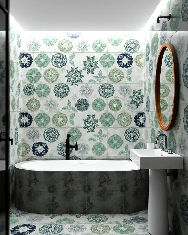 Grey and Green Mosaic Tiles