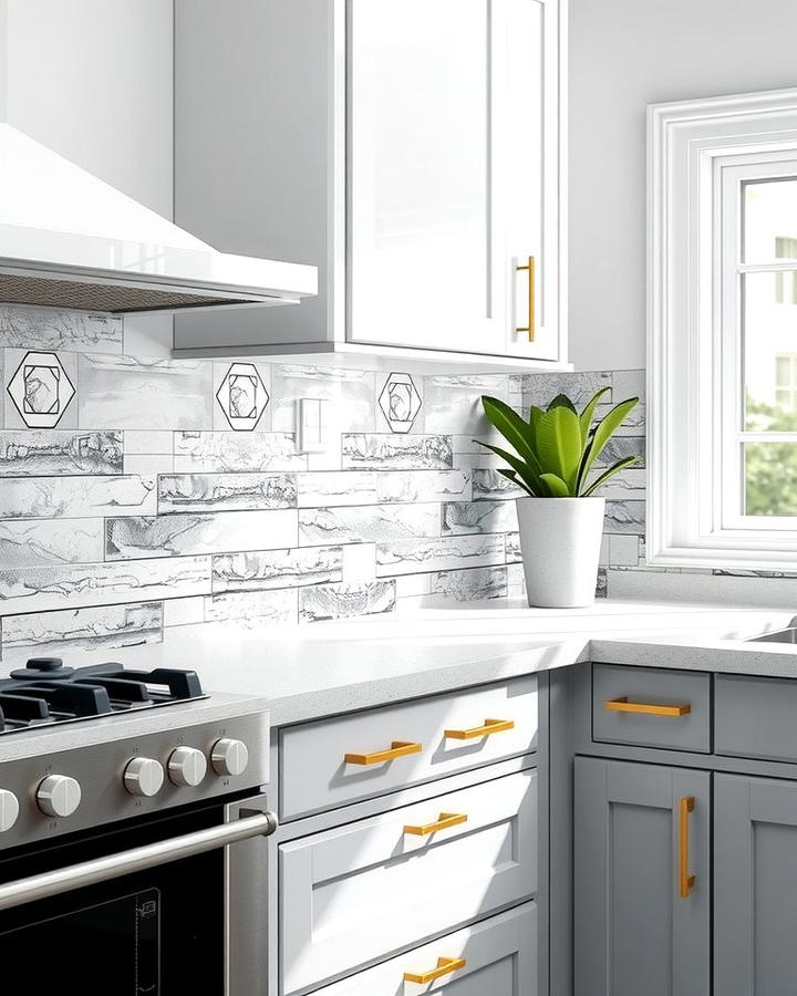 Grey and White Backsplash Tiles