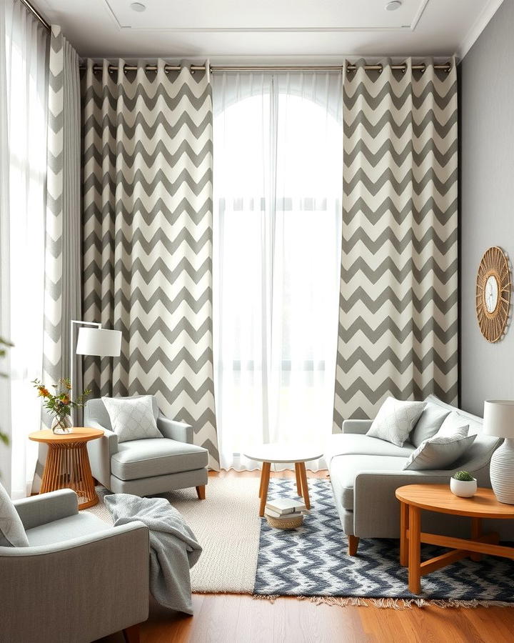 Grey and White Chevron Curtains