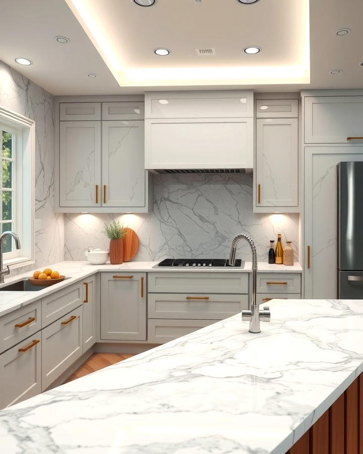 Grey and White Marble Countertops