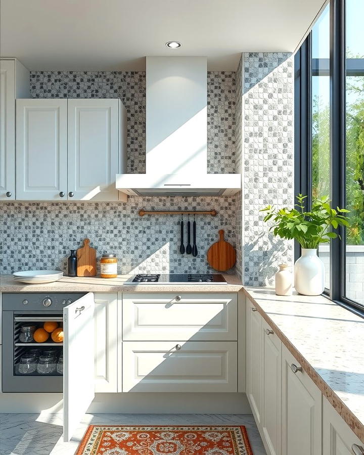 Grey and White Mosaic Tiles