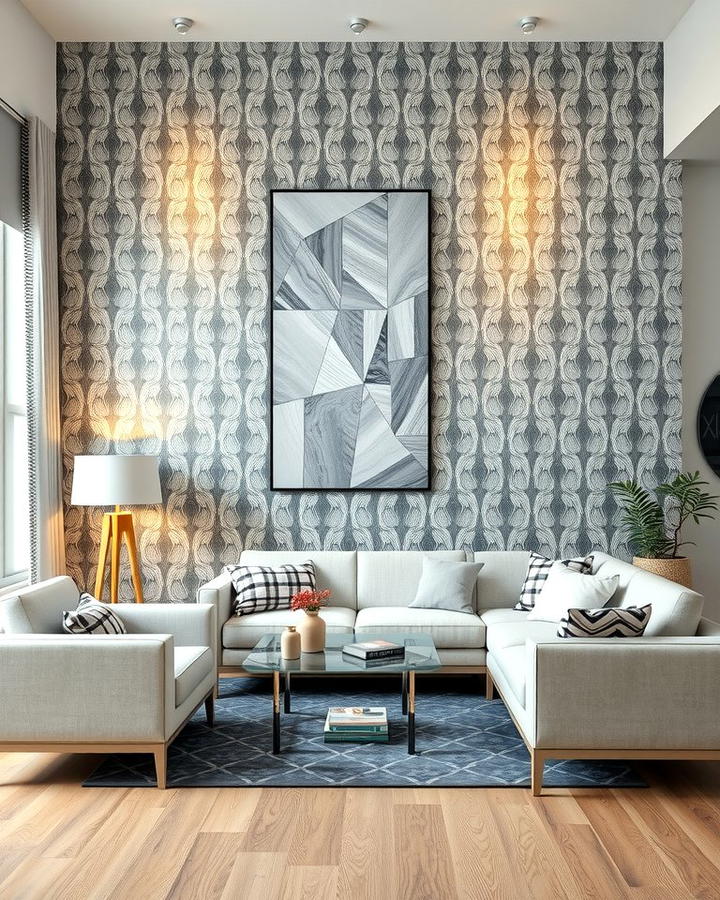 Grey and White Patterned Wallpaper