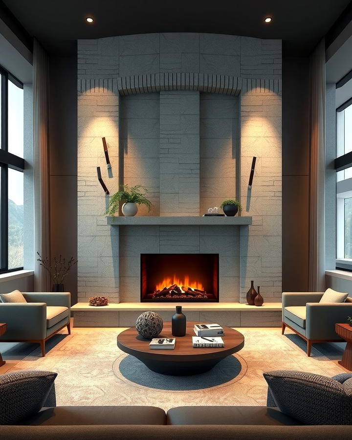 Grey and White Statement Fireplace