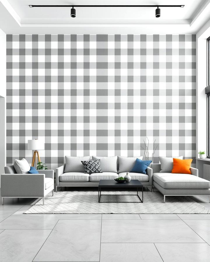 Grey and White Striped Accent Wall