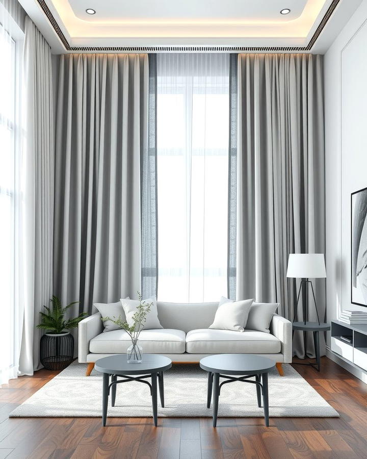 Grey and White Striped Curtains