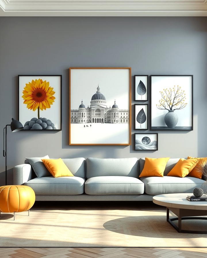 Grey and Yellow Gallery Wall