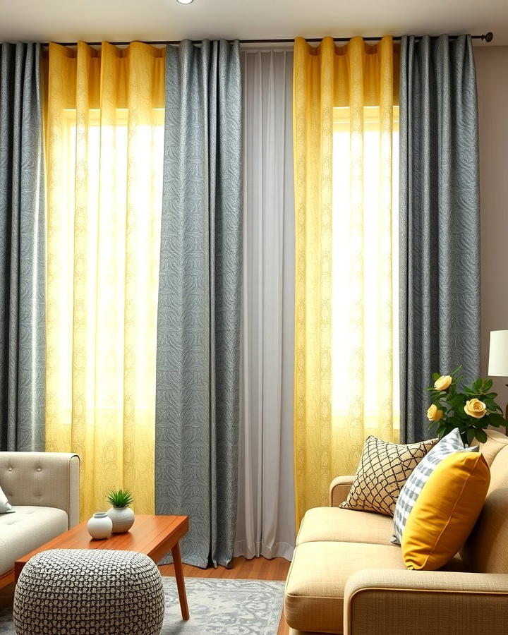 Grey and Yellow Patterned Curtains