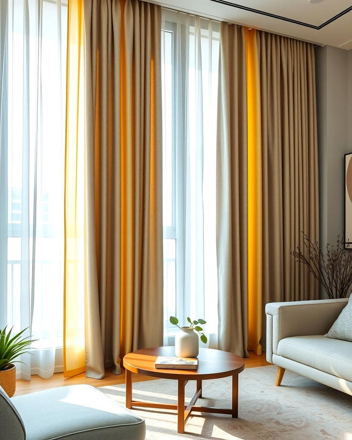 Grey and Yellow Striped Curtains