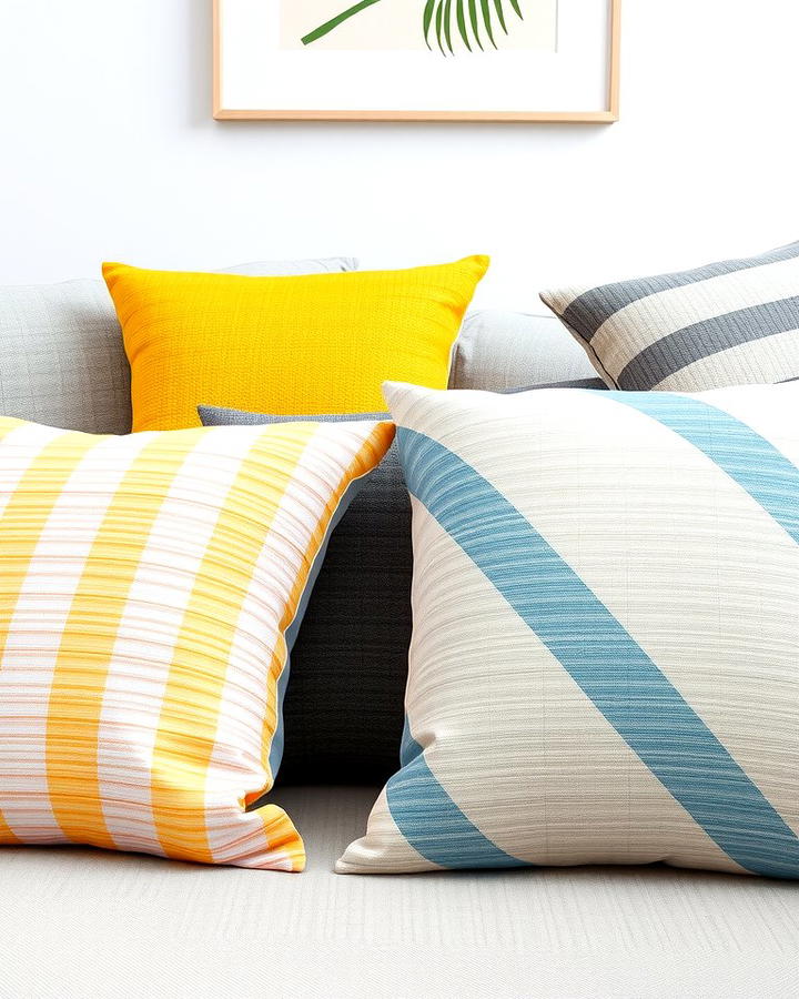 Grey and Yellow Striped Pillows