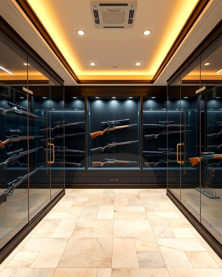 Gun Room with Glass Display Cases