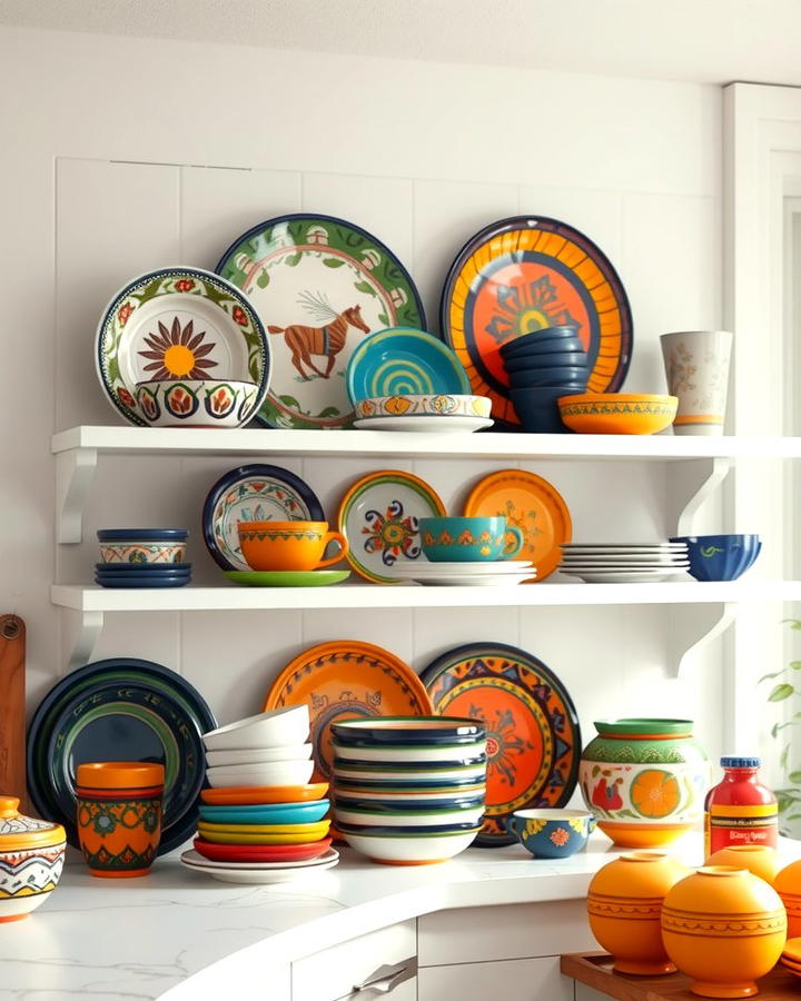 Hand Painted Ceramic Dishware Display