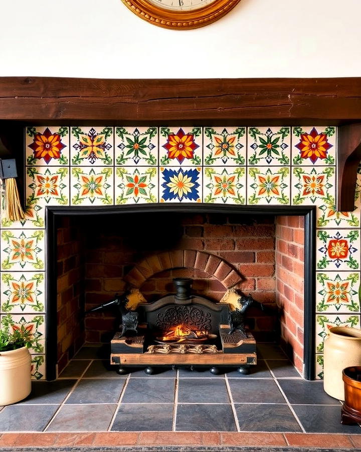 Hand painted Tiles Fireplace