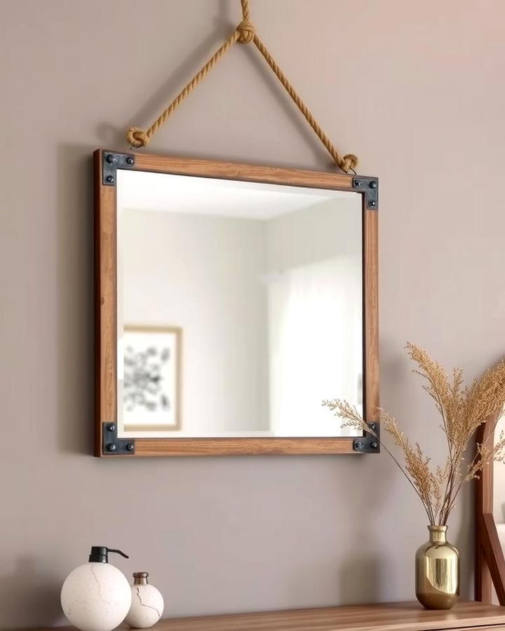 Hanging Mirror with Rope for Rustic Charm