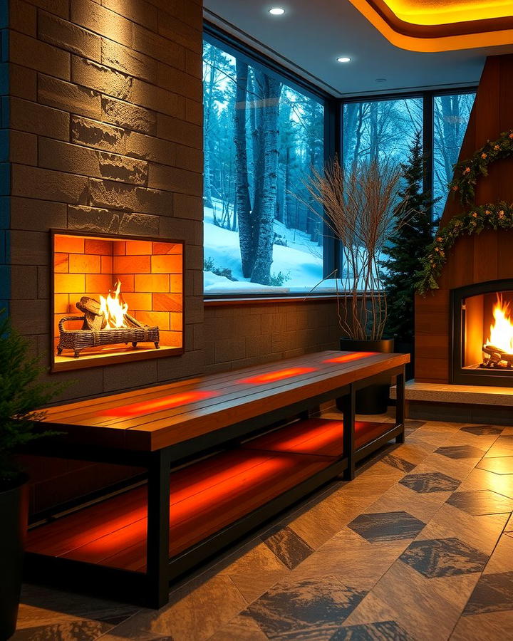 Heated Fireplace Bench