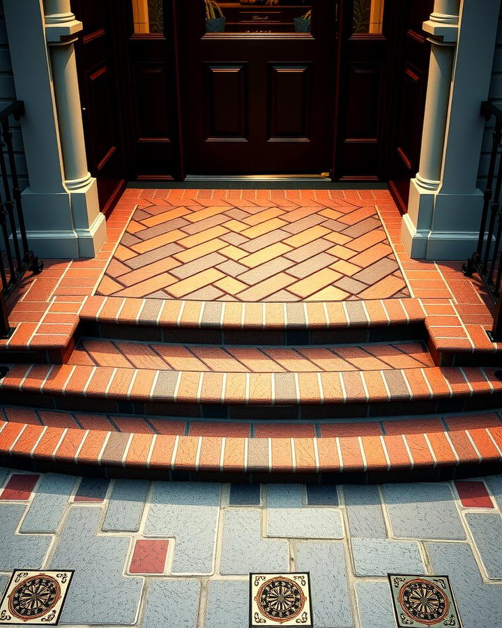 Herringbone Patterned Brick Steps