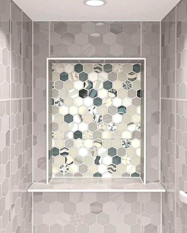 Hexagon Tiles in Shower Niches