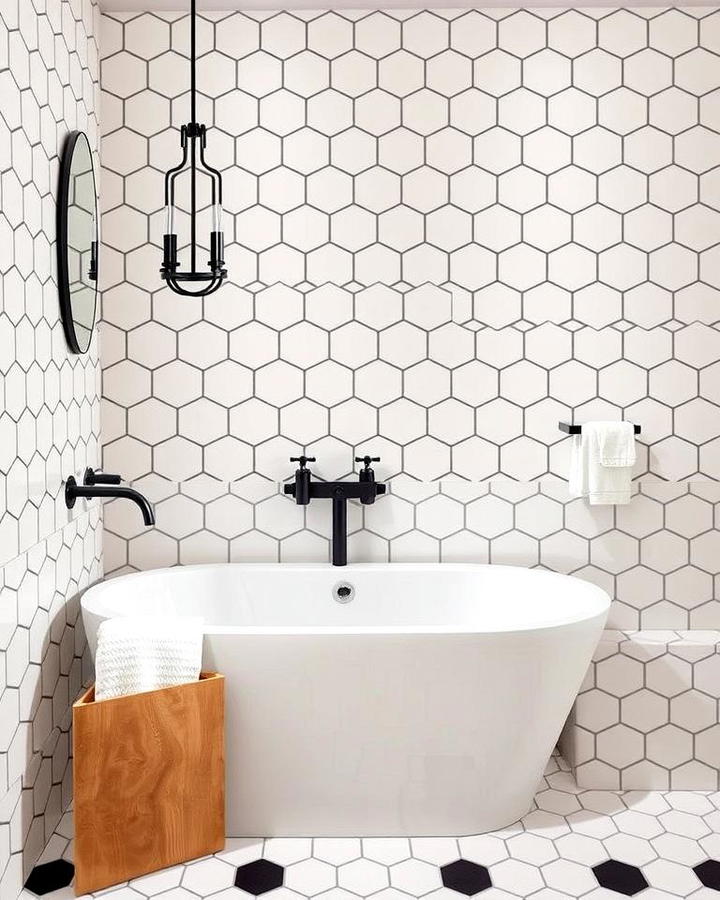 Hexagon Tiles with Contrasting Grout