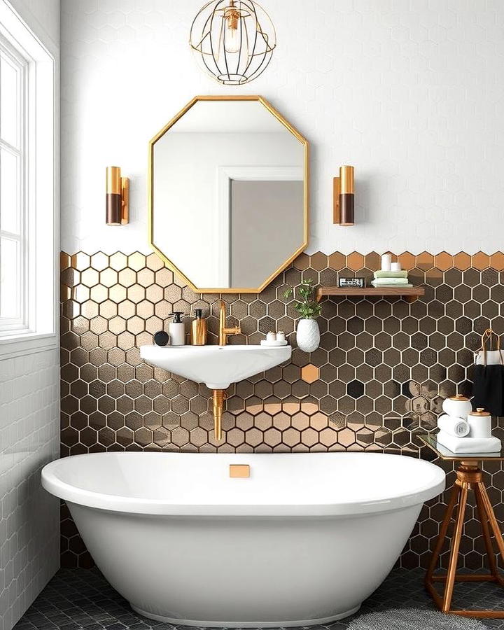 Hexagon Tiles with Metallic Accents