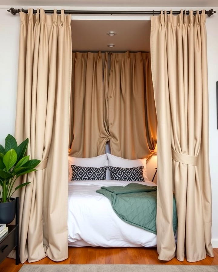 Hidden Curtain Bed Nook