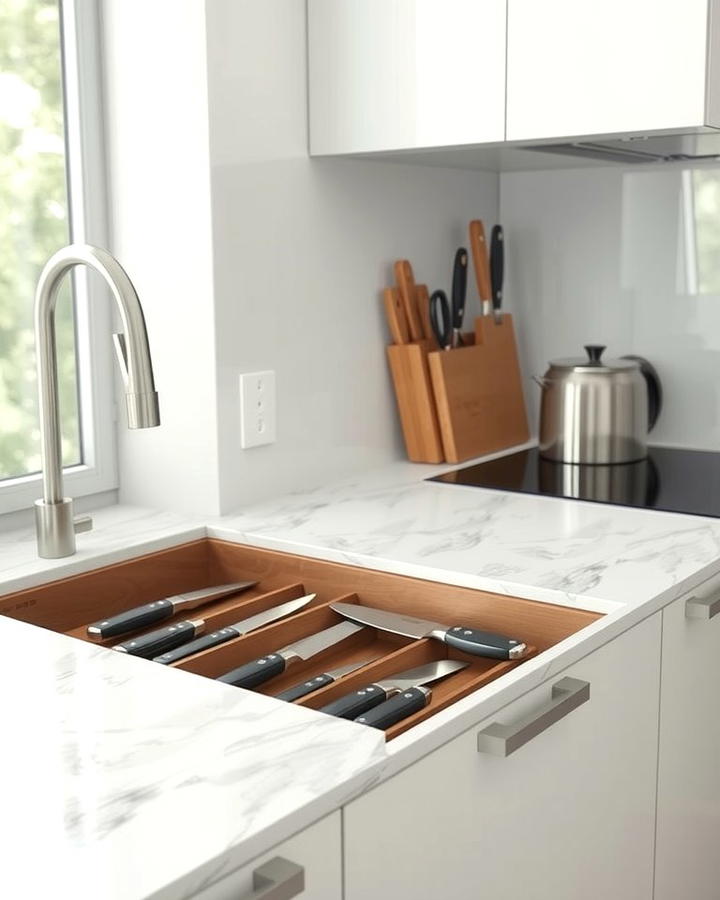 Hidden Knife Compartments in Countertops