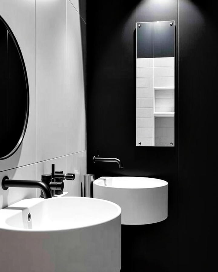 High contrast Fixtures Hallway Bathroom